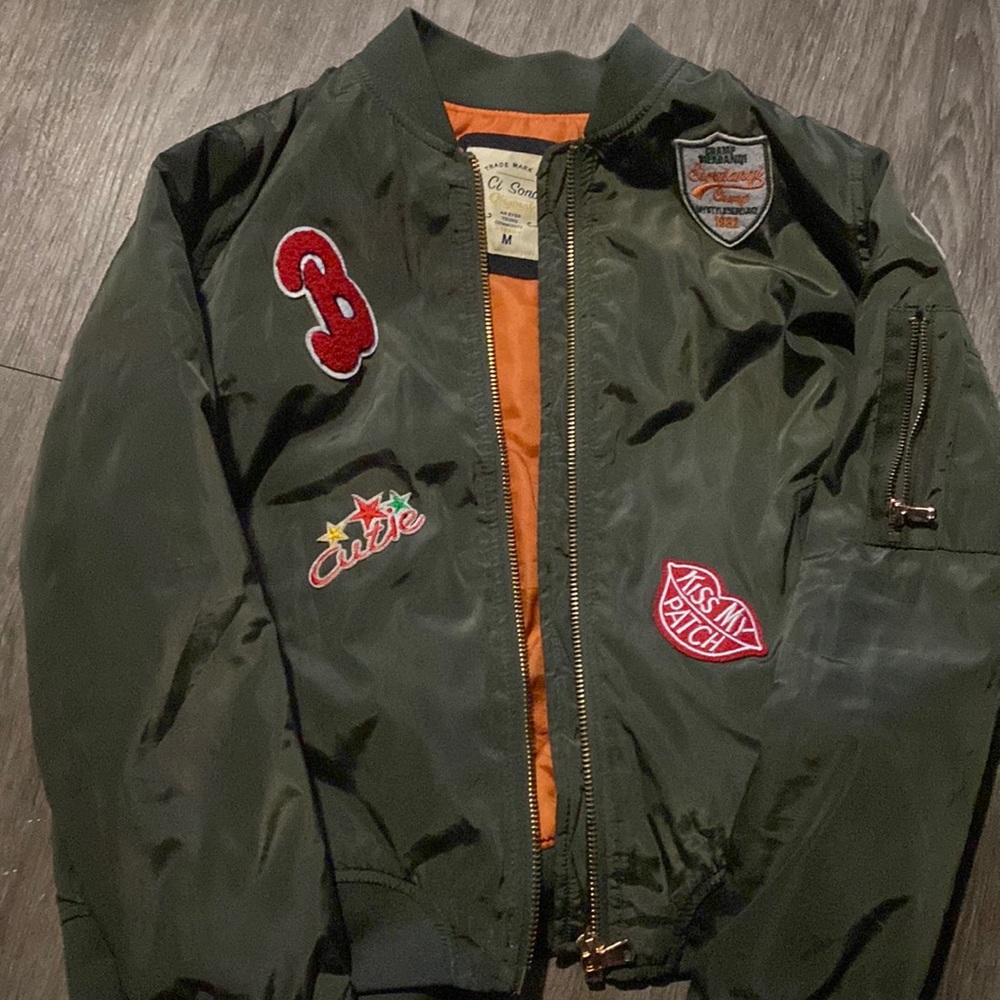 Patchwork green bomber jacket never worn